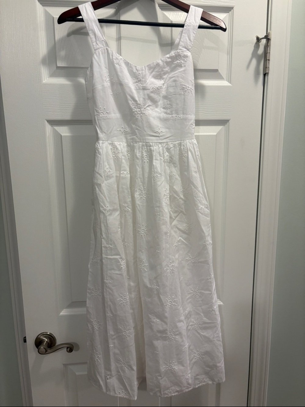 NWT J. Crew White Embroidered Midi Sundress Eyelet Dress